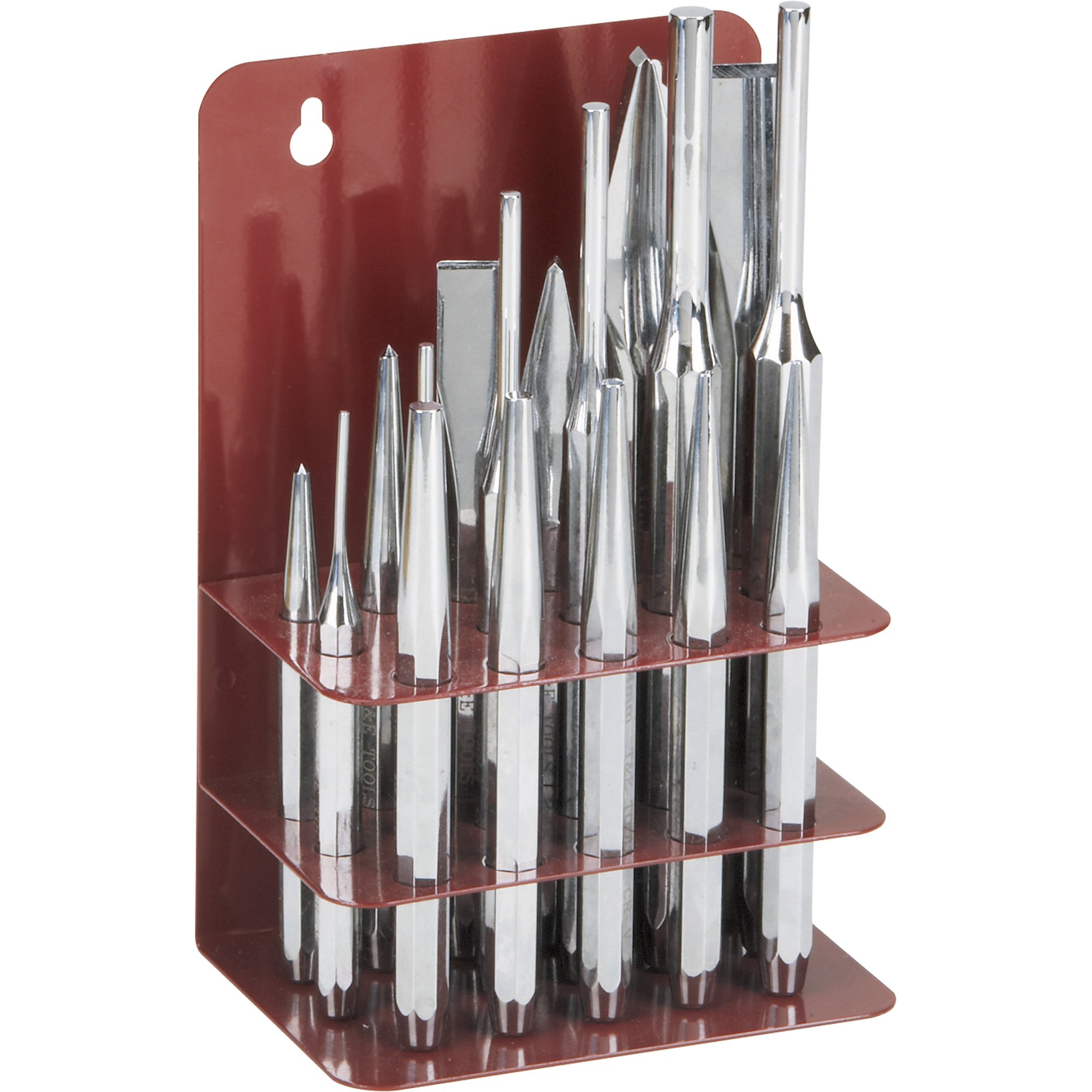 T & E Tools Pin Punch and Chisel Set — 17Pc. Metric Set, Model 8418